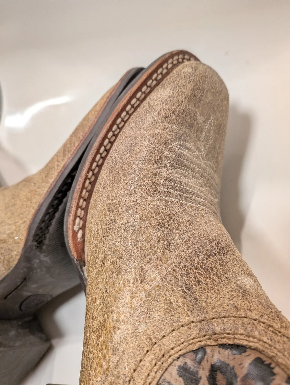 Ariat Legend Leopard Print Western Boots in Brown and Tan - Picture 10 of 11